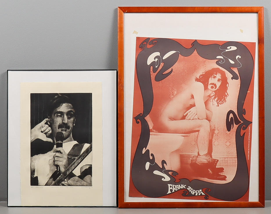FRANK ZAPPA Poster und Fußgravur.