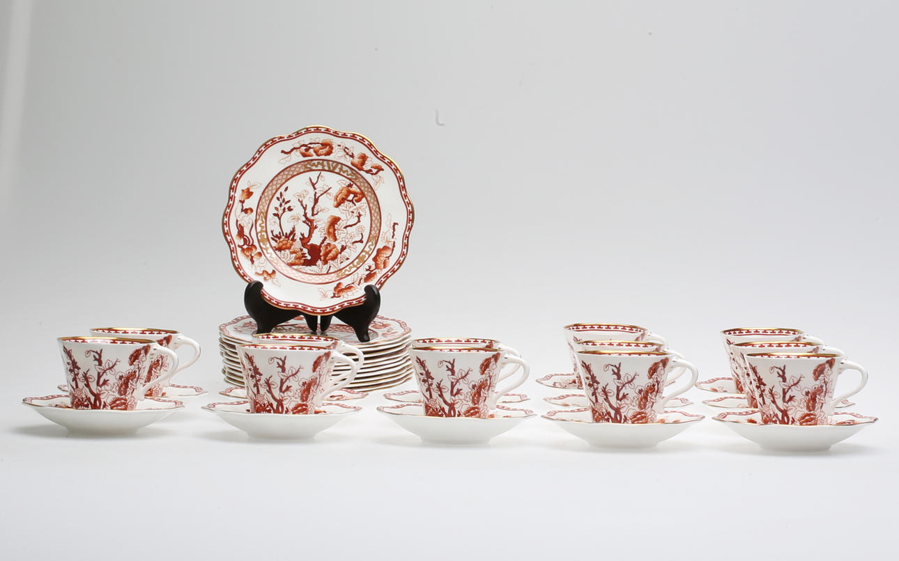 KAFFESERVIS, 36 delar, "Indian Tree Coral", Coalport, England.