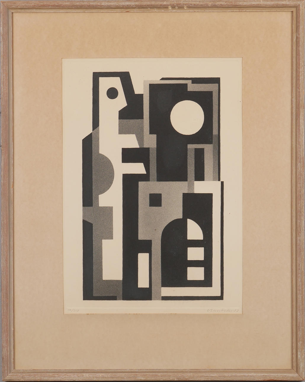 CURT BURSTRÖM. Composition, lithograph, signed C Burström-52.