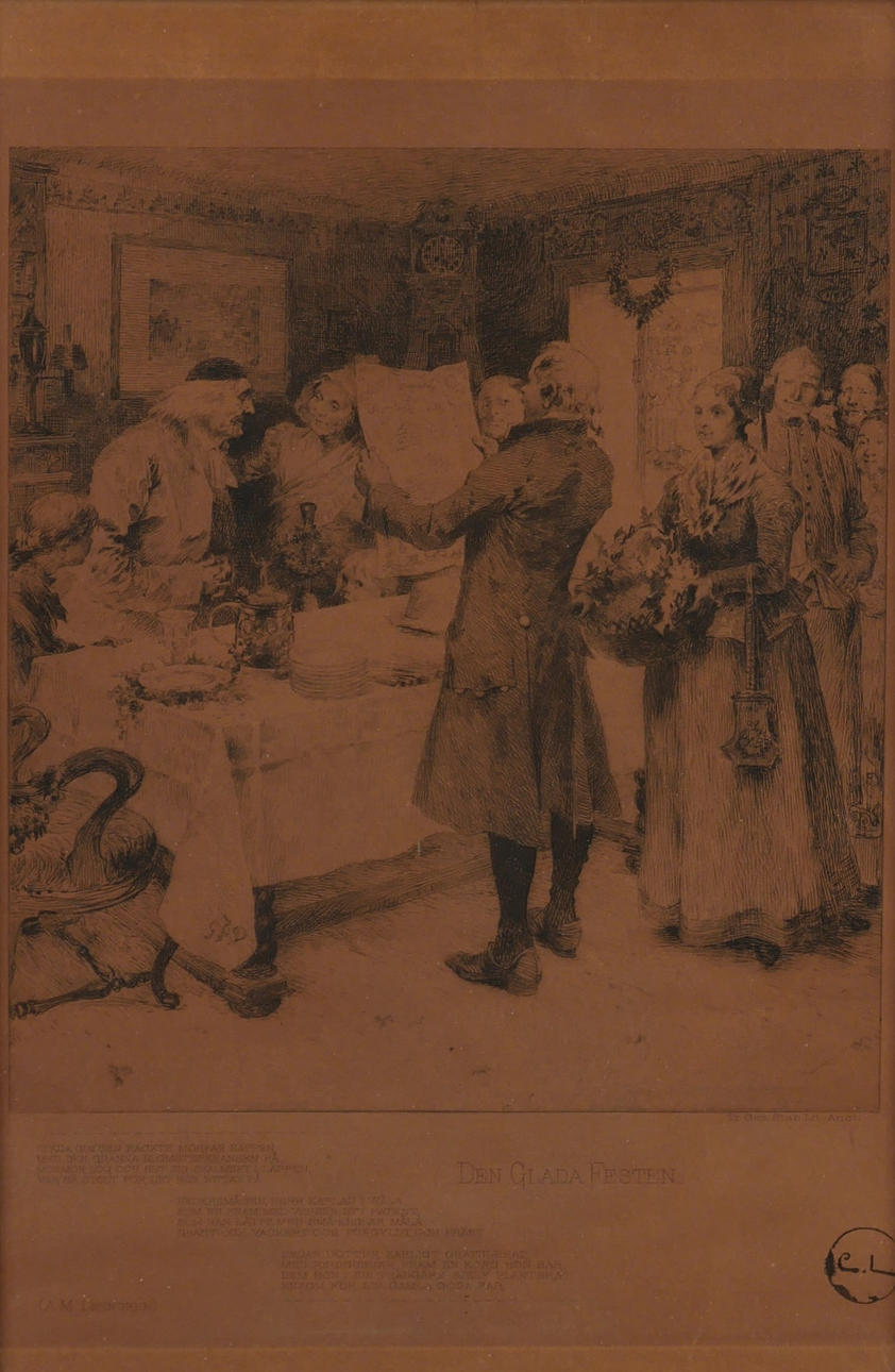 CARL LARSSON. „The Merry Party“, Radierung.