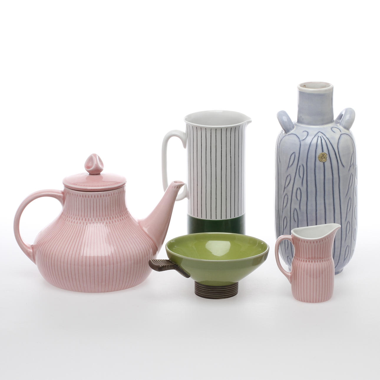 PARTI KERAMIK, 5 delar, bl a Carl-Harry Stålhane och Hertha Bengtsson för Rörstrand samt "Gourmet", Stig Lindberg.