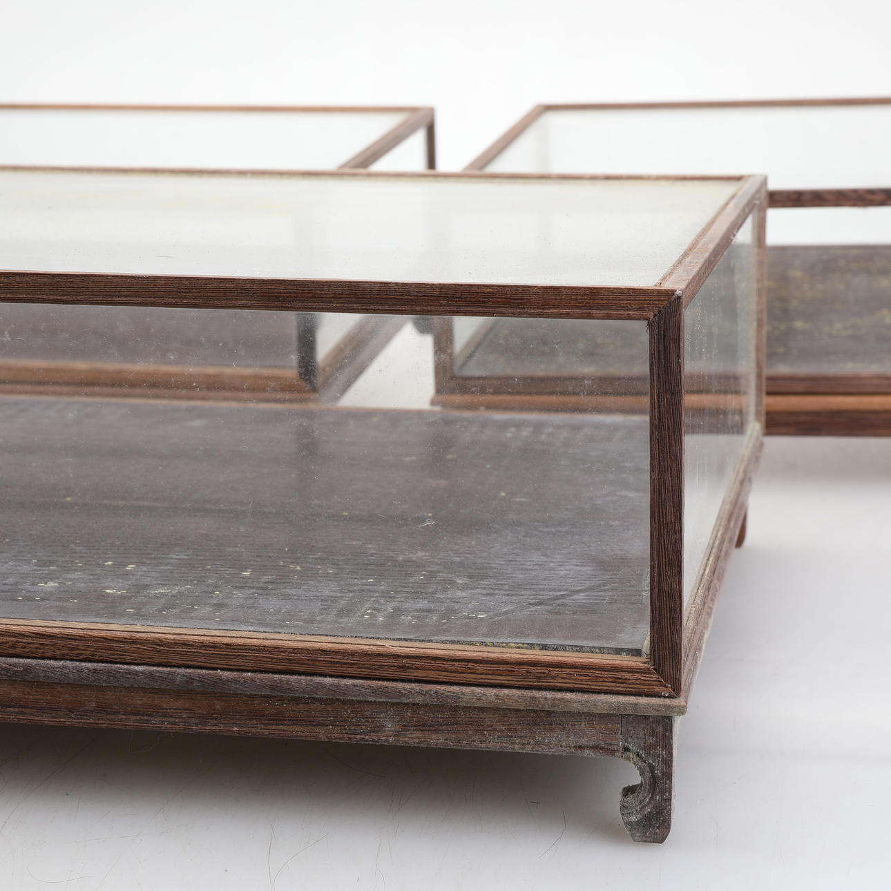 DISPLAYLÅDOR, 3 st, samtida, glas & trä.