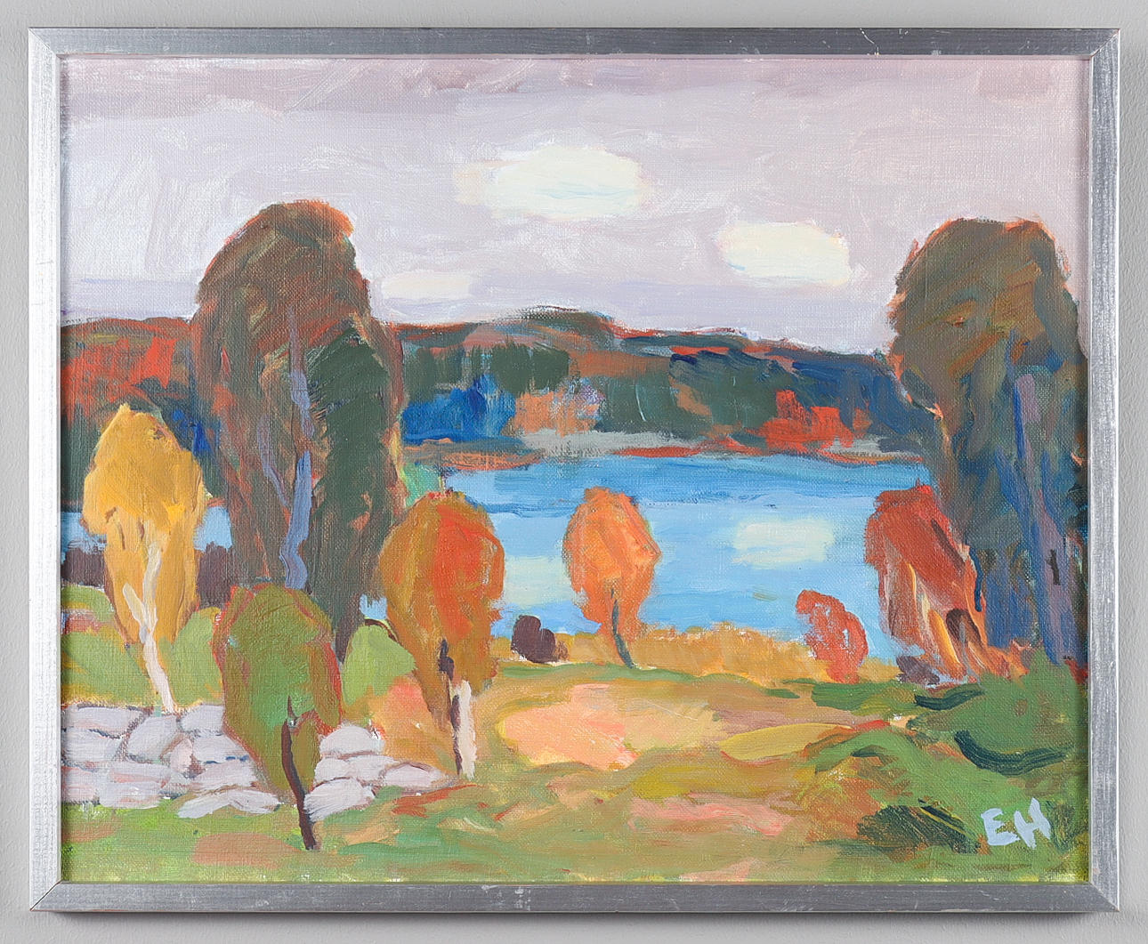 ERIK HOLMBERG “Autumn colours from Orrnäset” Högboda.Signed,, oil on canvas.