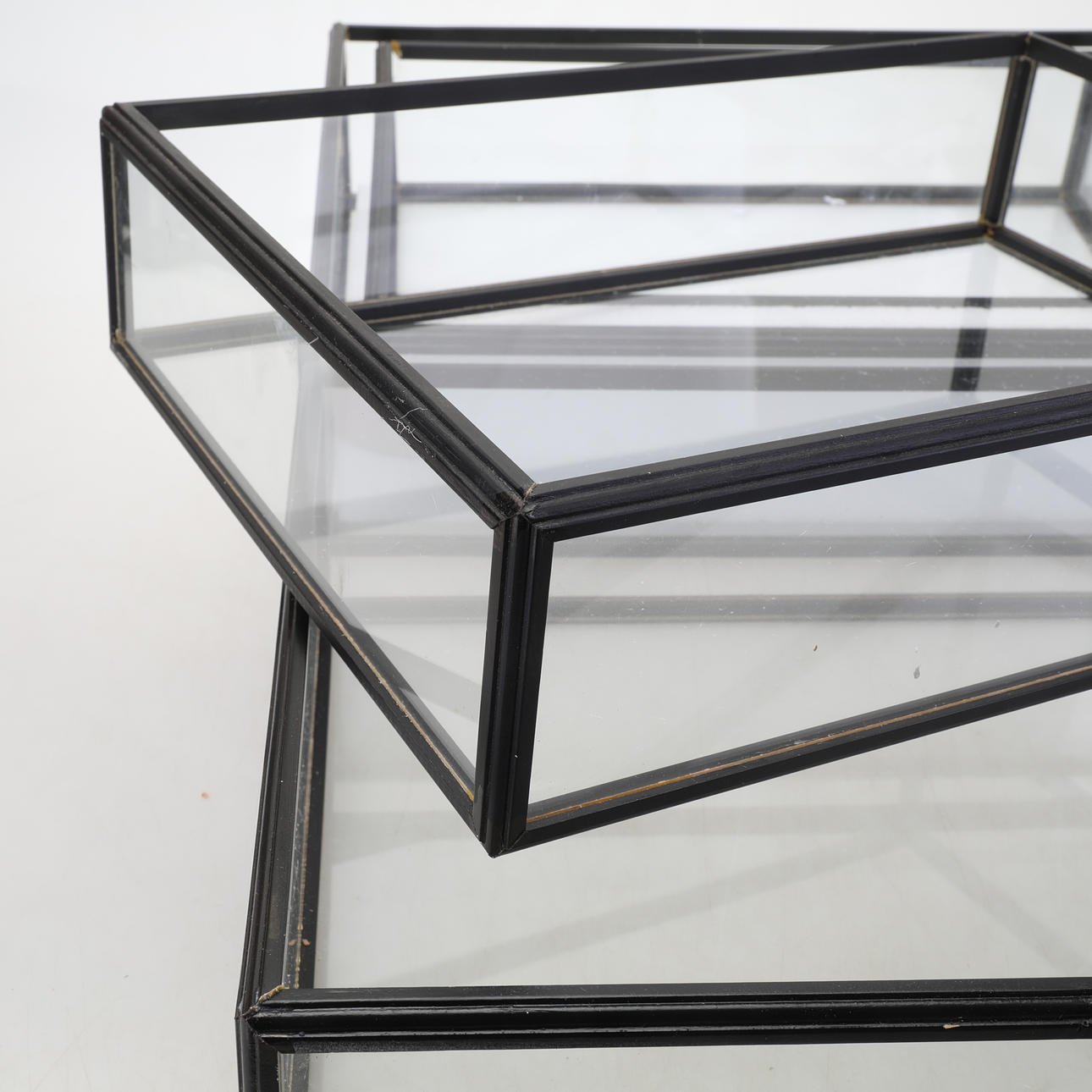 DISPLAYBOKSE, 4 stk moderne, glas & træ.