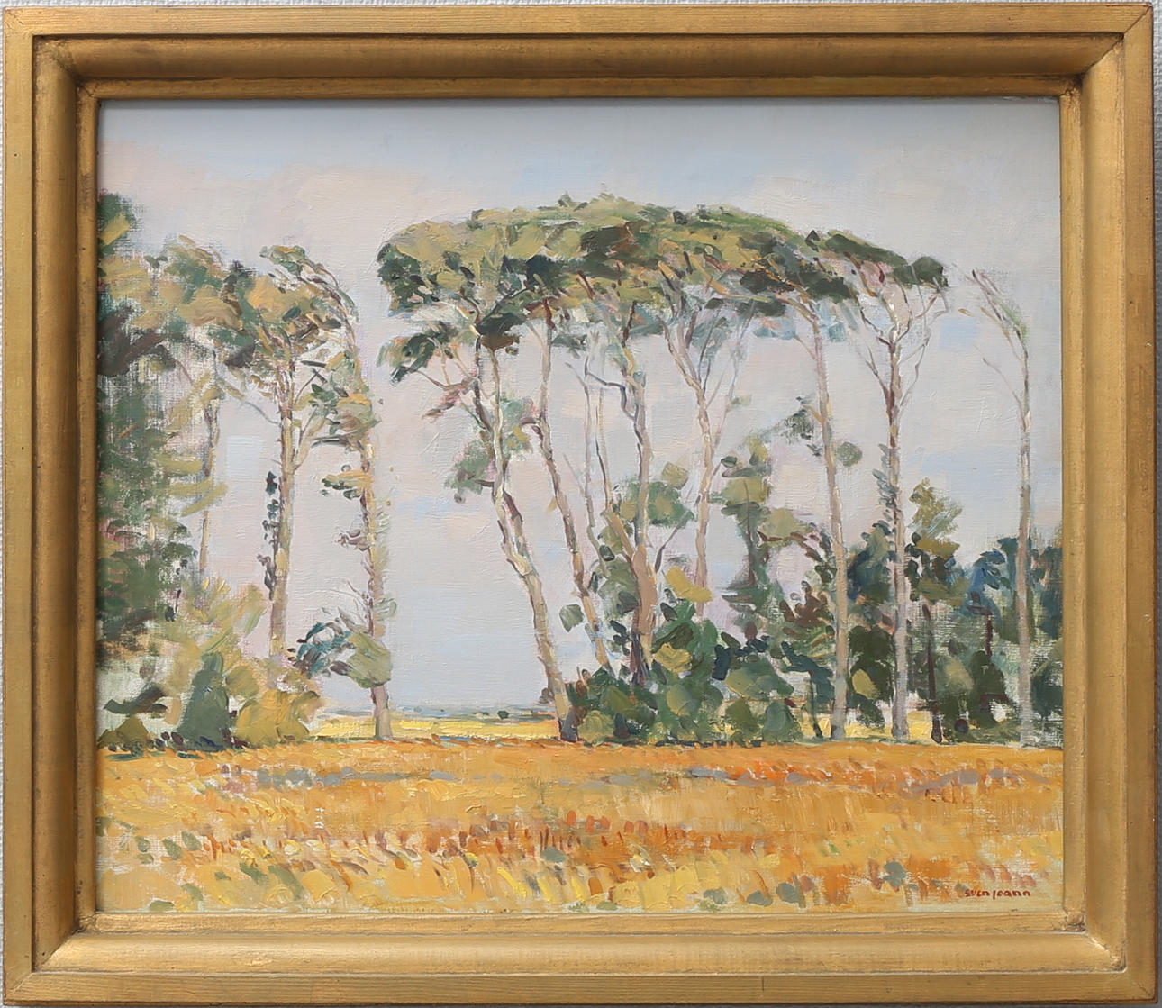 SVEN JOANN. "Trädgrupp, Halland". Olja på duk, signerad, daterad 1951 a tergo.