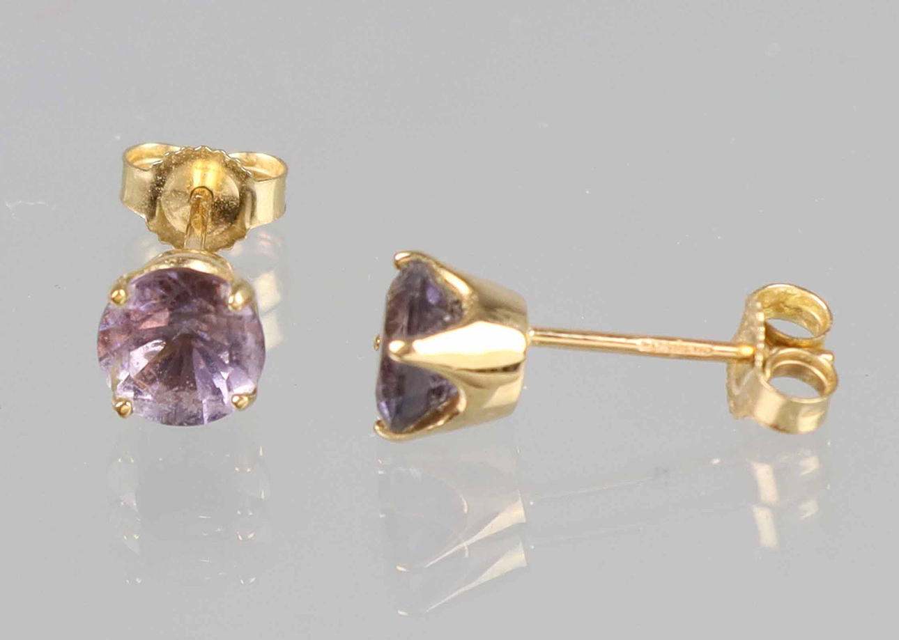 BLAUBEER QUARZ GOLDOHRRINGE, Gold 375.