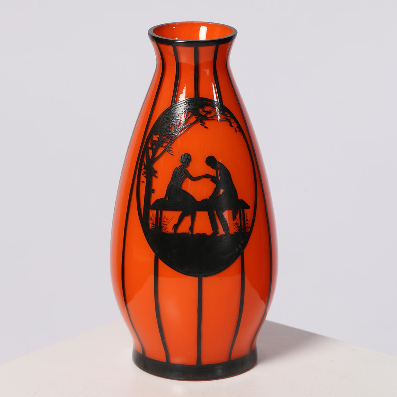 A LOETZ TANGO ORANGE GLASS VASE, PROBABLY MICHALE POWOLNY, CIRCA