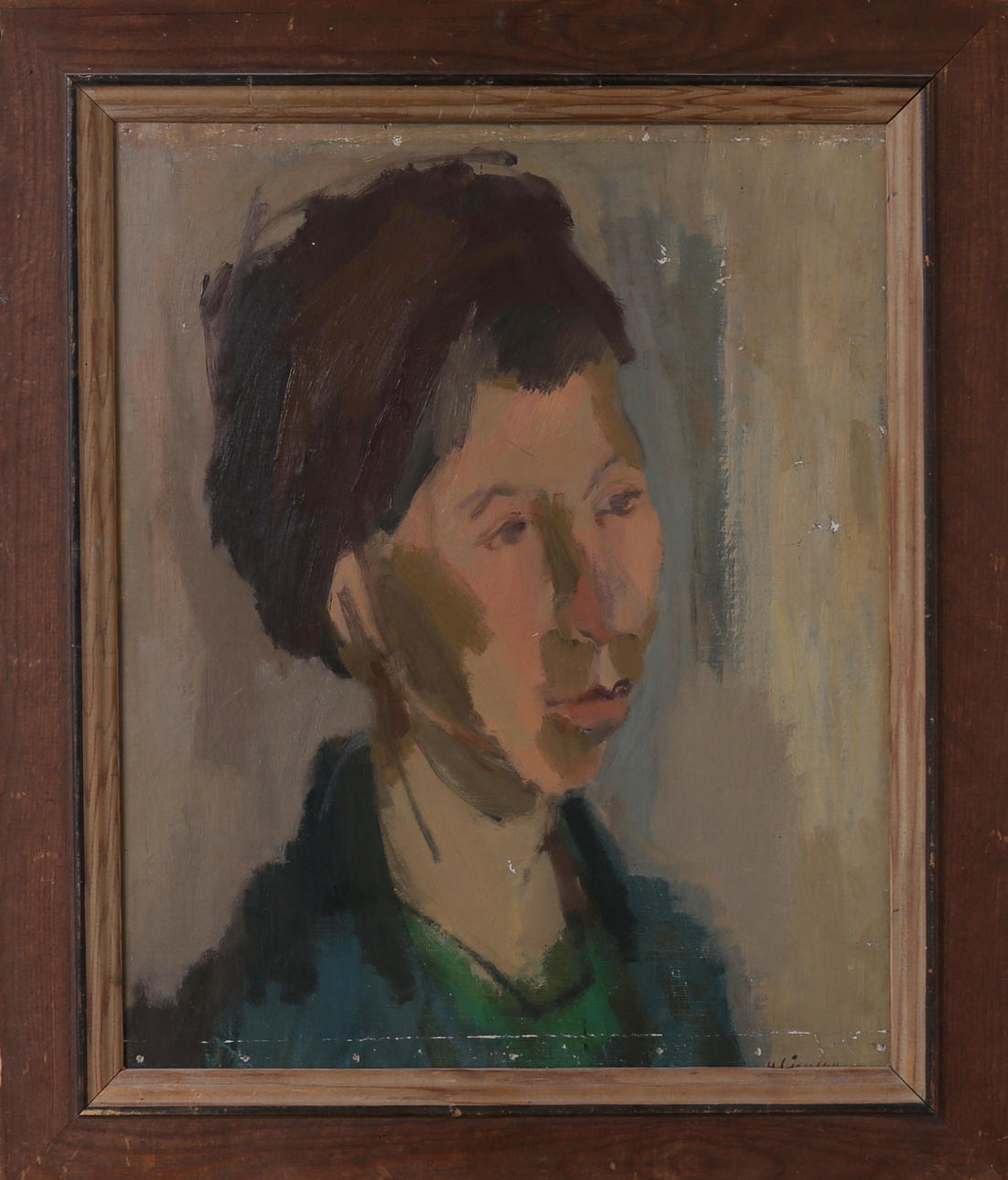 HUGO SIMSON. Porträtt, olja på duk, signerad.