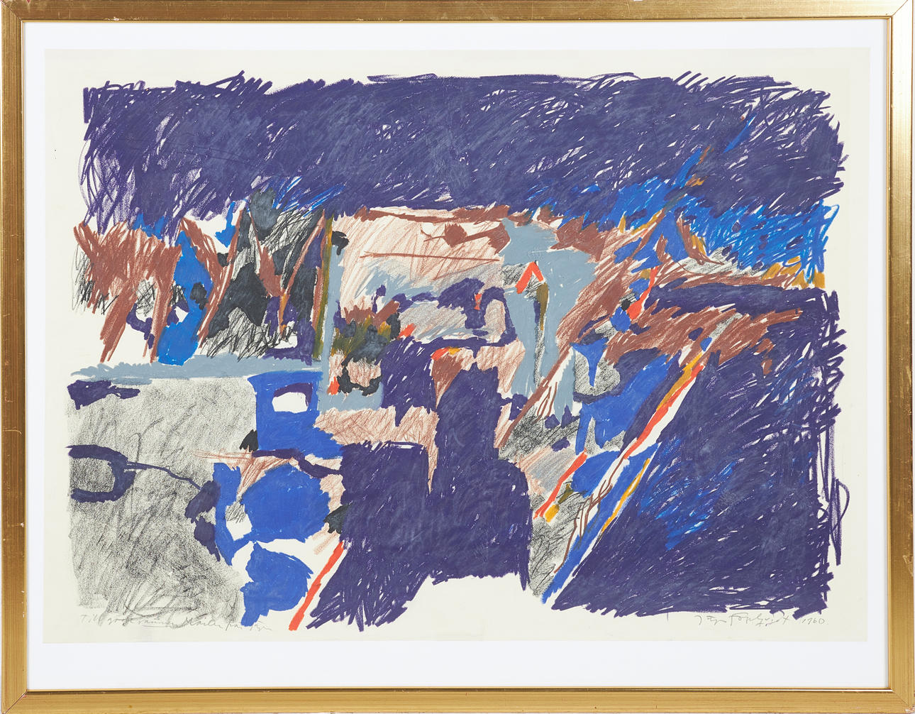 JÖRGEN FOGELQUIST. Composition, drawing, mixed media, signed and dated 1960.