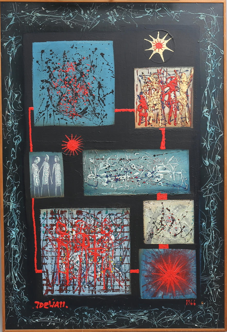 OLLE IDEWALL. Abstrakt. Olja på pannå, signerad och daterad 1966.