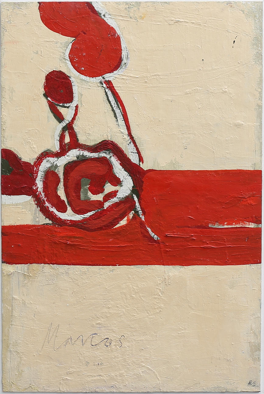 ROGER SVENSSON. Abstrakt. Olja på pannå, signerad RS, daterad 2001.