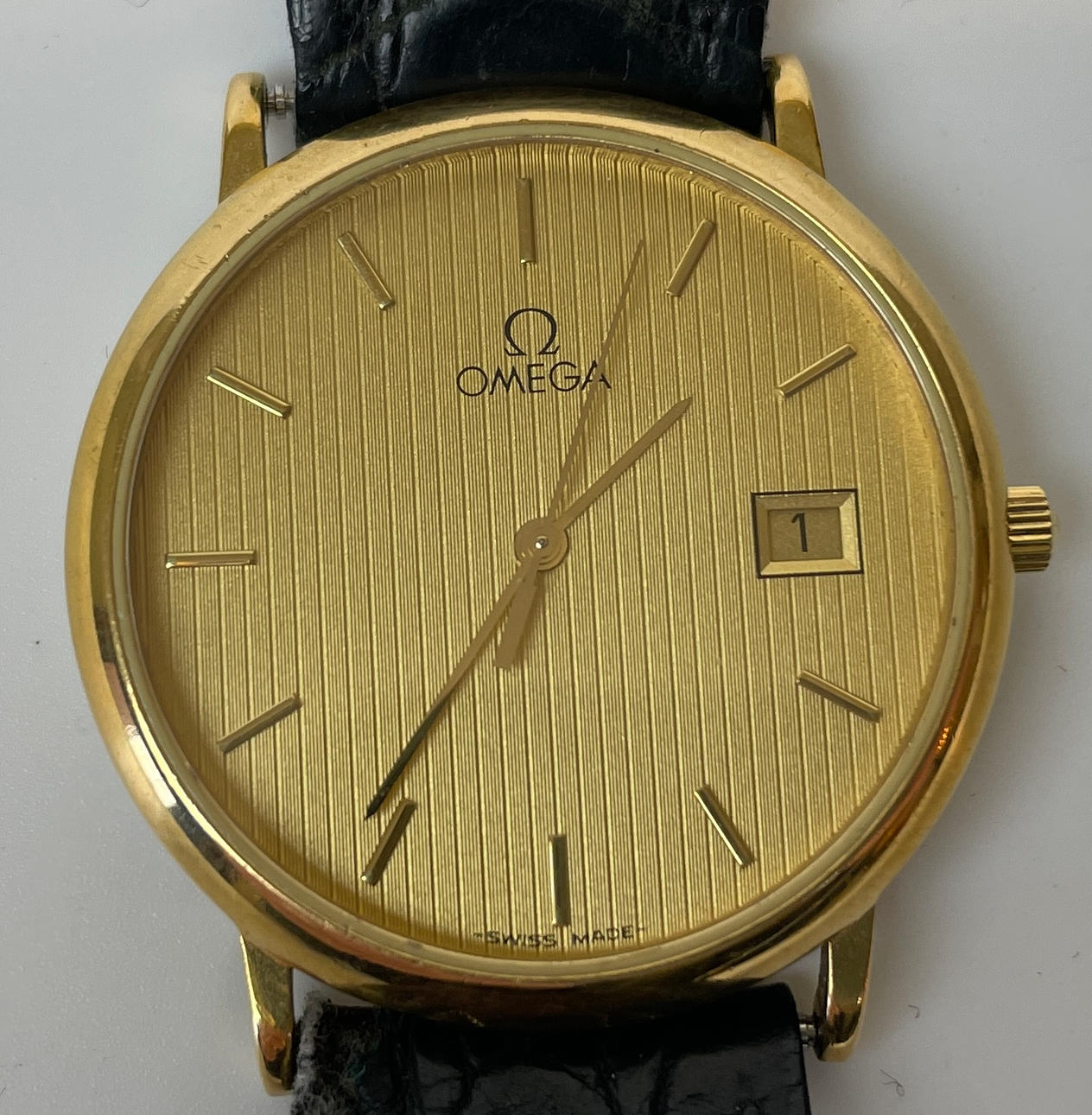 WRISTWATCH, gold on steel. Omega DeVille.