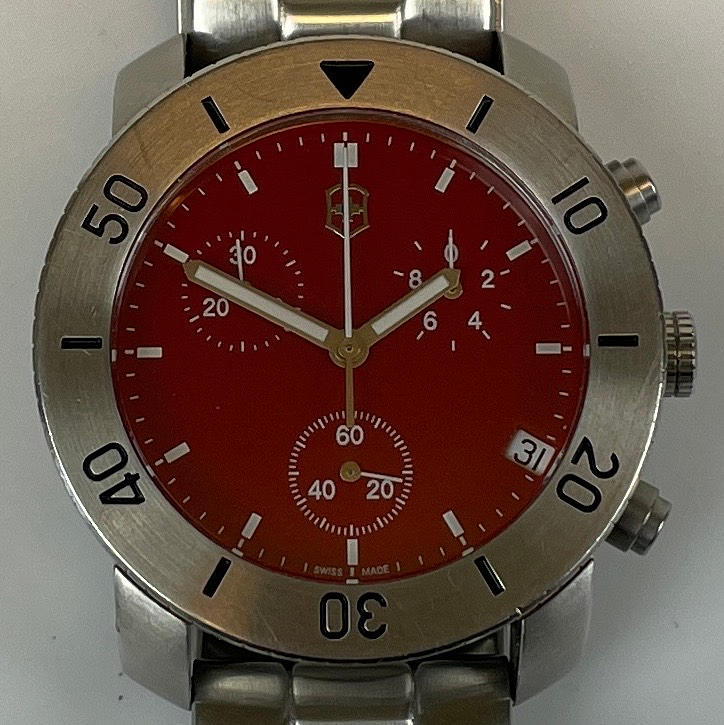 WRISTWATCH, steel. Quartz. V7-12 Chrono, Victorinox. Clocks