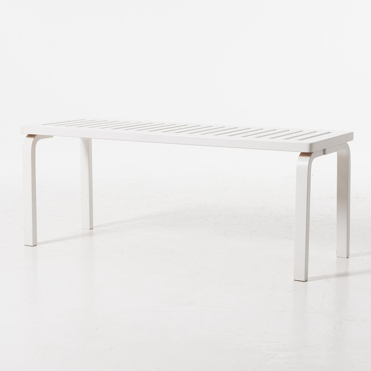 ALVAR AALTO. bench, design year 1945, model 153A, white lacquered ...