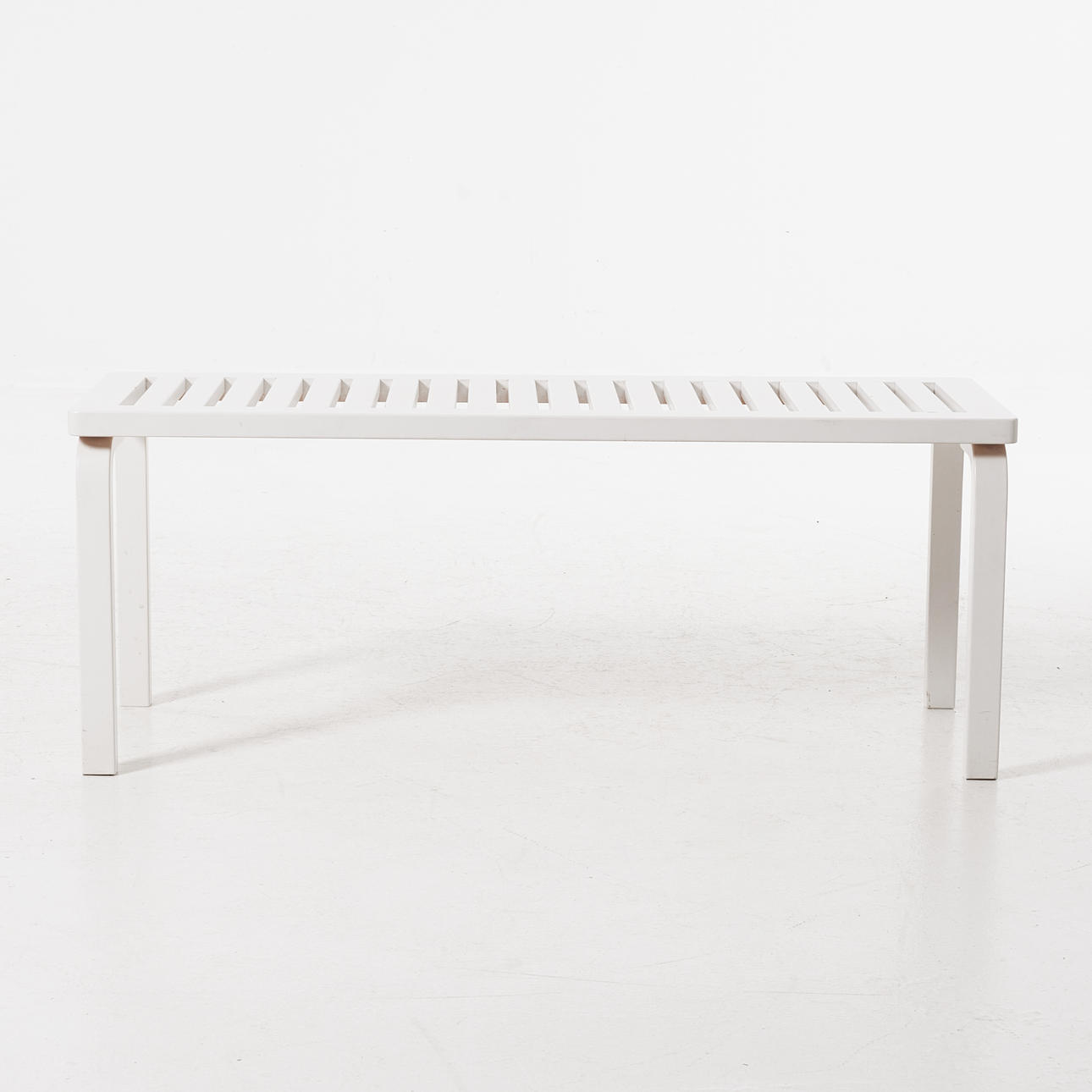 ALVAR AALTO. bench, design year 1945, model 153A, white lacquered ...