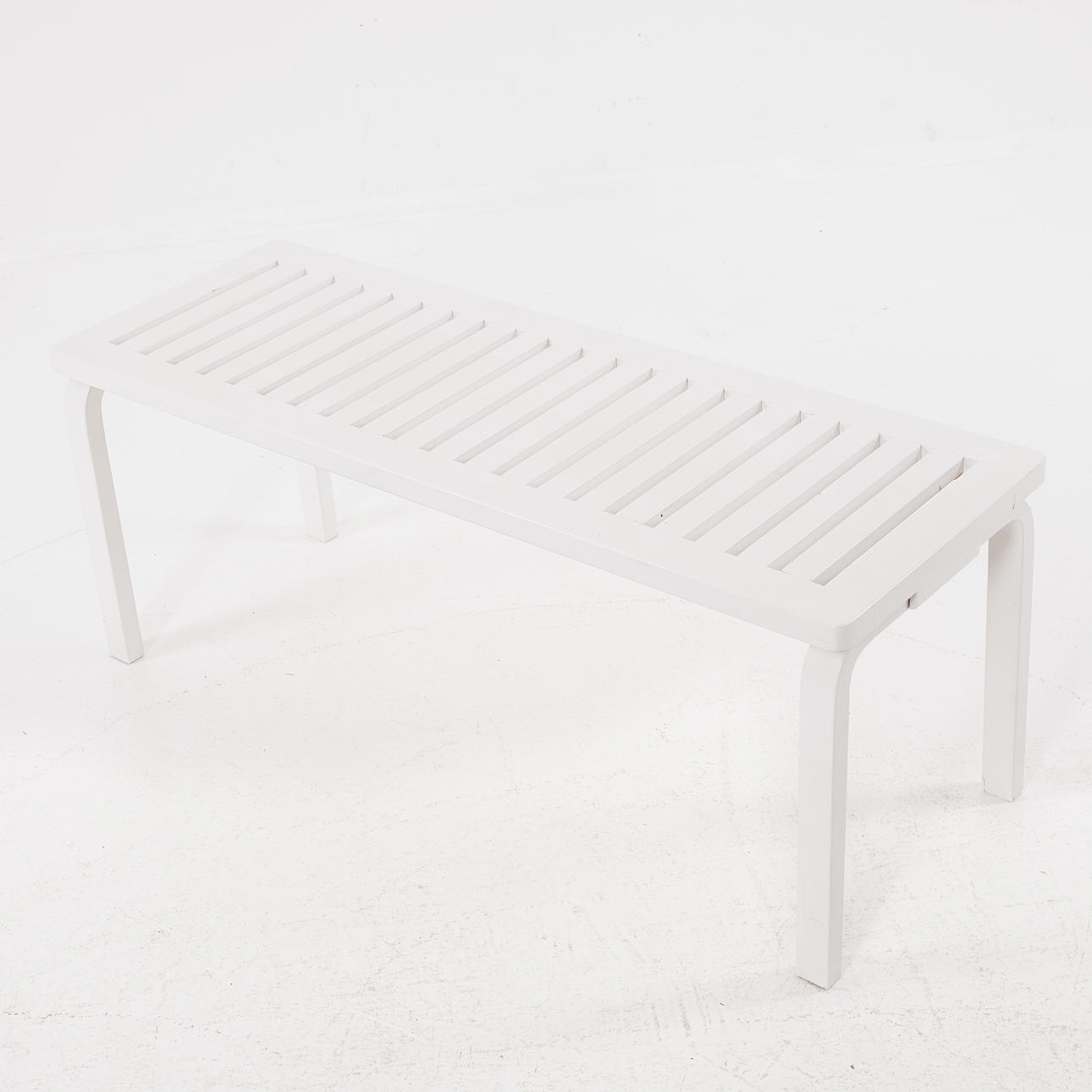 ALVAR AALTO. bench, design year 1945, model 153A, white lacquered ...