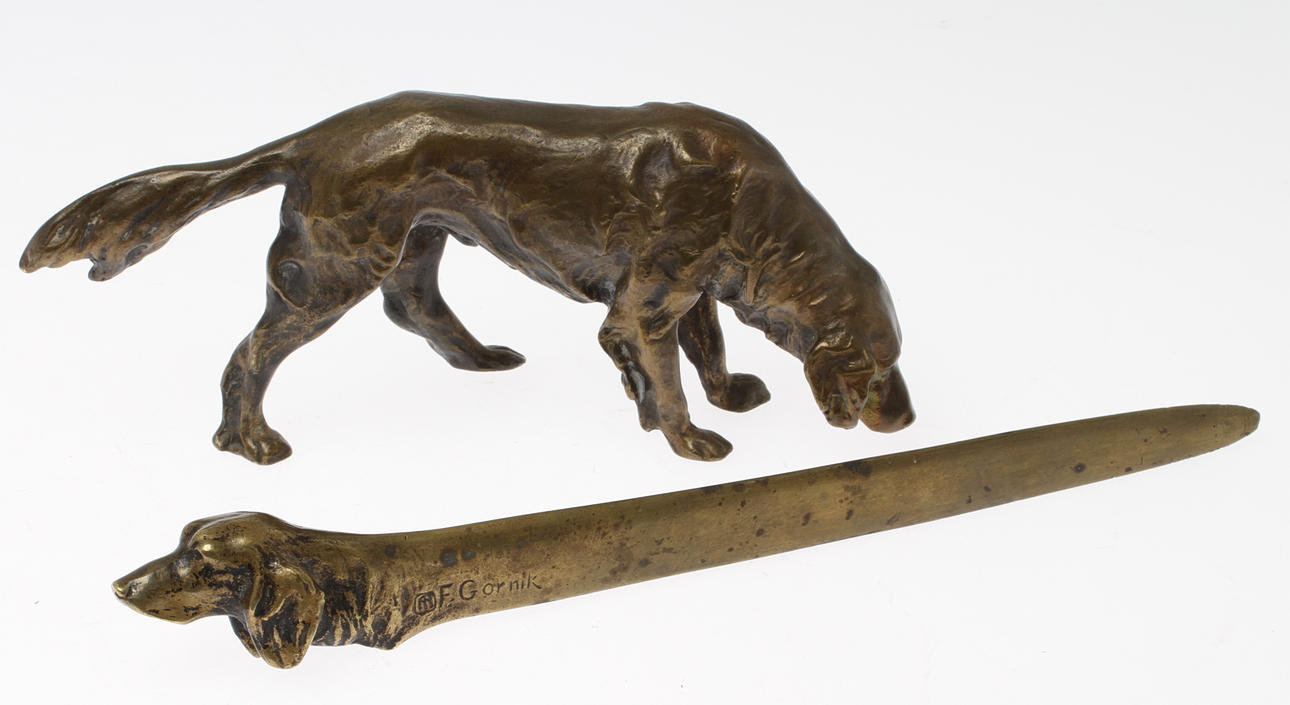 FIGURIN, BREVKNIV, brons, 1900-tal.