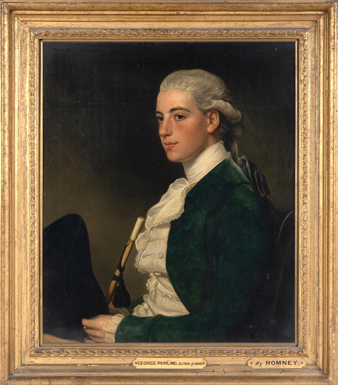 ATTRIBUTED TO GEORGE ROMNEY (1734-1802). PORTRAIT OF A YOUNG GENTLEMAN, GEORGE PURLING (1764/5-1840).