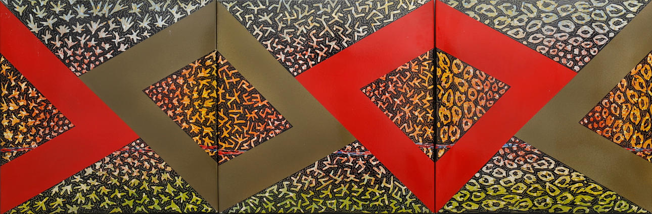 MAUD BÄRG (1935-2023). “RED & OLIVE”, TRIPTYCH.