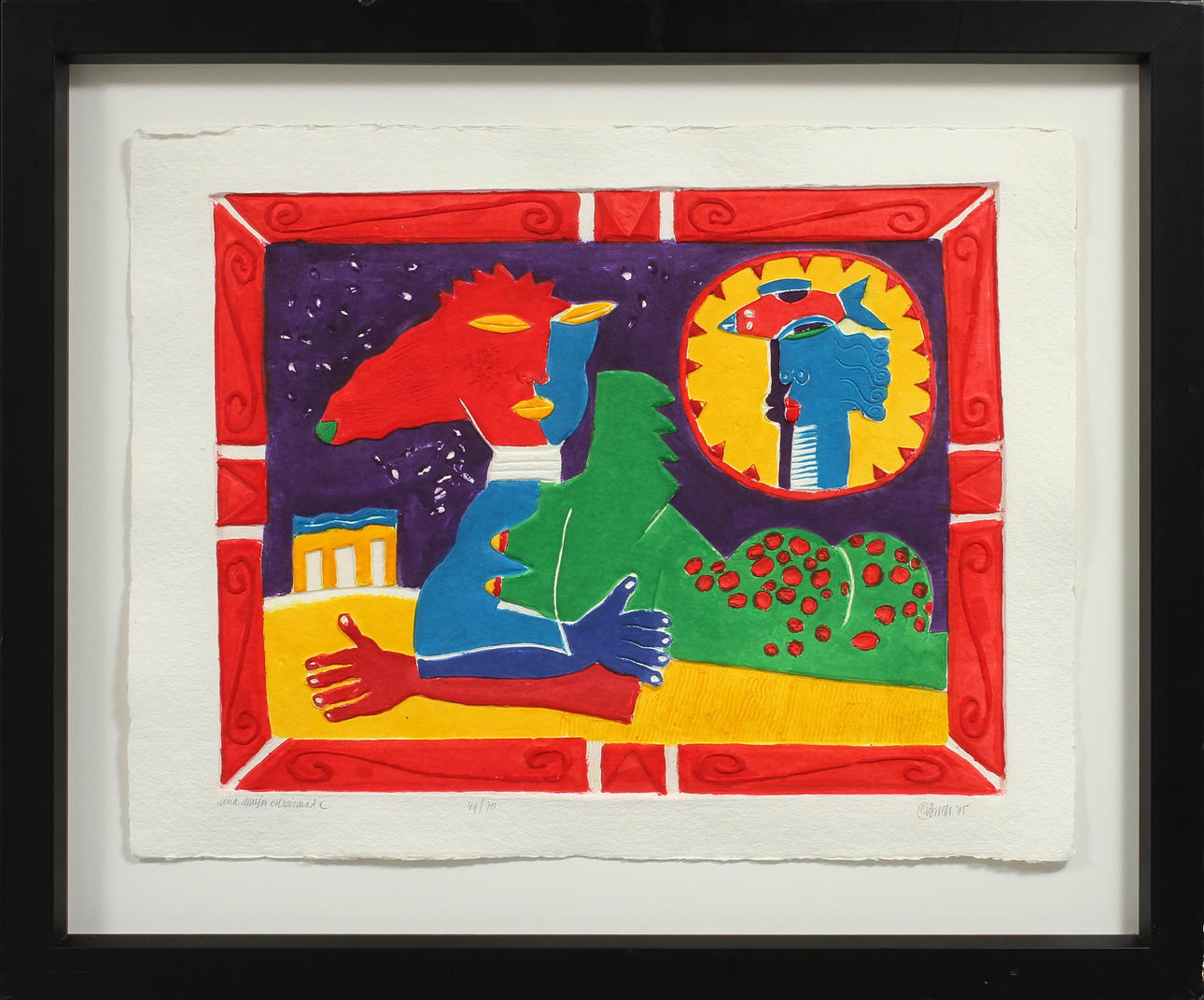 CLEMENS BRIELS. Figurkomposition, Färgcarborundumetsning, signerad och numrerad 49/70.