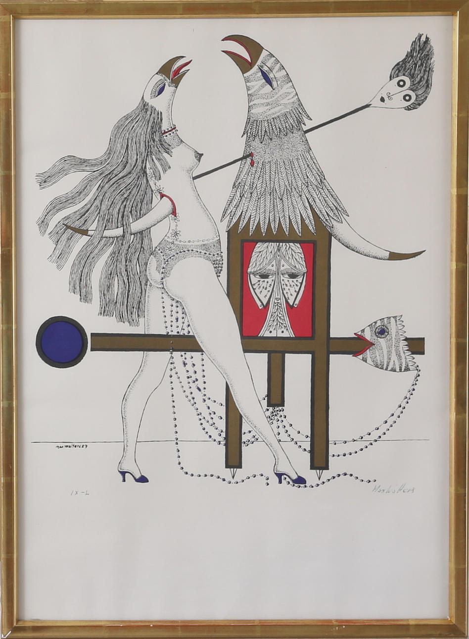 MAX WALTER SVANBERG. Figurscen, färglitografi, numrerad 1 X -L, signerad.