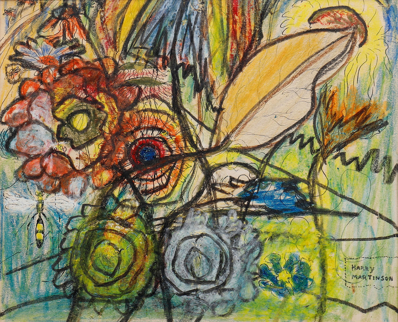 HARRY MARTINSON. COMPOSITION WITH FLOWERS AND INSECT.