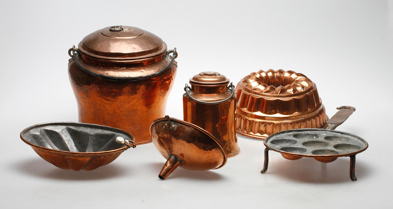 KOPPARFÖREMÅL, 6 delar, 1800-tal.