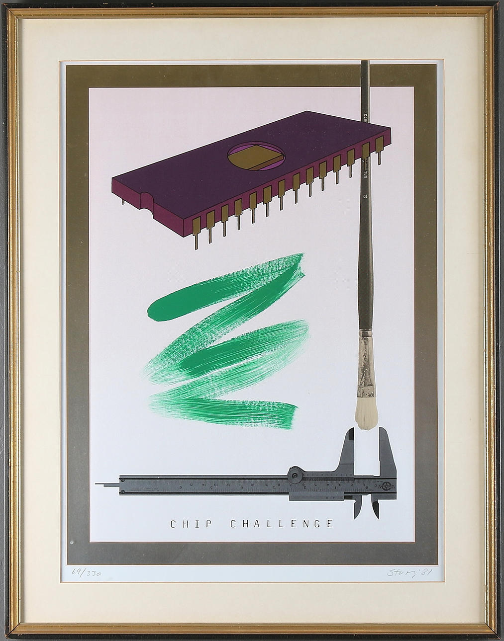 OIDENTIFIERAD KONSTNÄR. "Chip Challenge", litografi, signerad och numrerad 69/330.