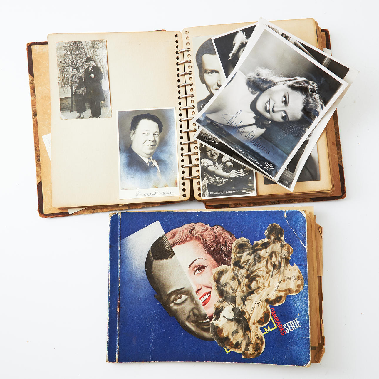 SIGNED PHOTOGRAPHS AND AUTOGRAPHS in 2 albums, mostly actors and others, mostly 1940-50's.