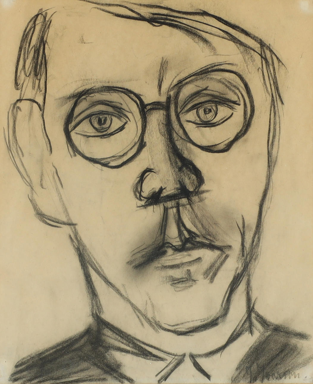 IVAN IVARSSON. Self-portrait, drawing, signed, indistinct dating.