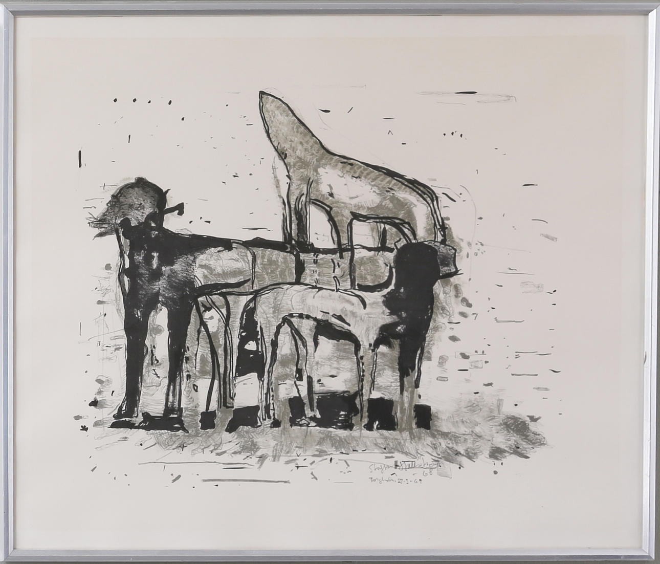 STAFFAN HALLSTRÖM. Ingens hundar, grafiskt blad, signerad och daterad Borgholm 1961.