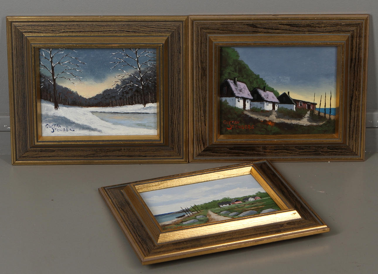 GUSTAV STENBERG. 3 st, olja på duk, signerade.