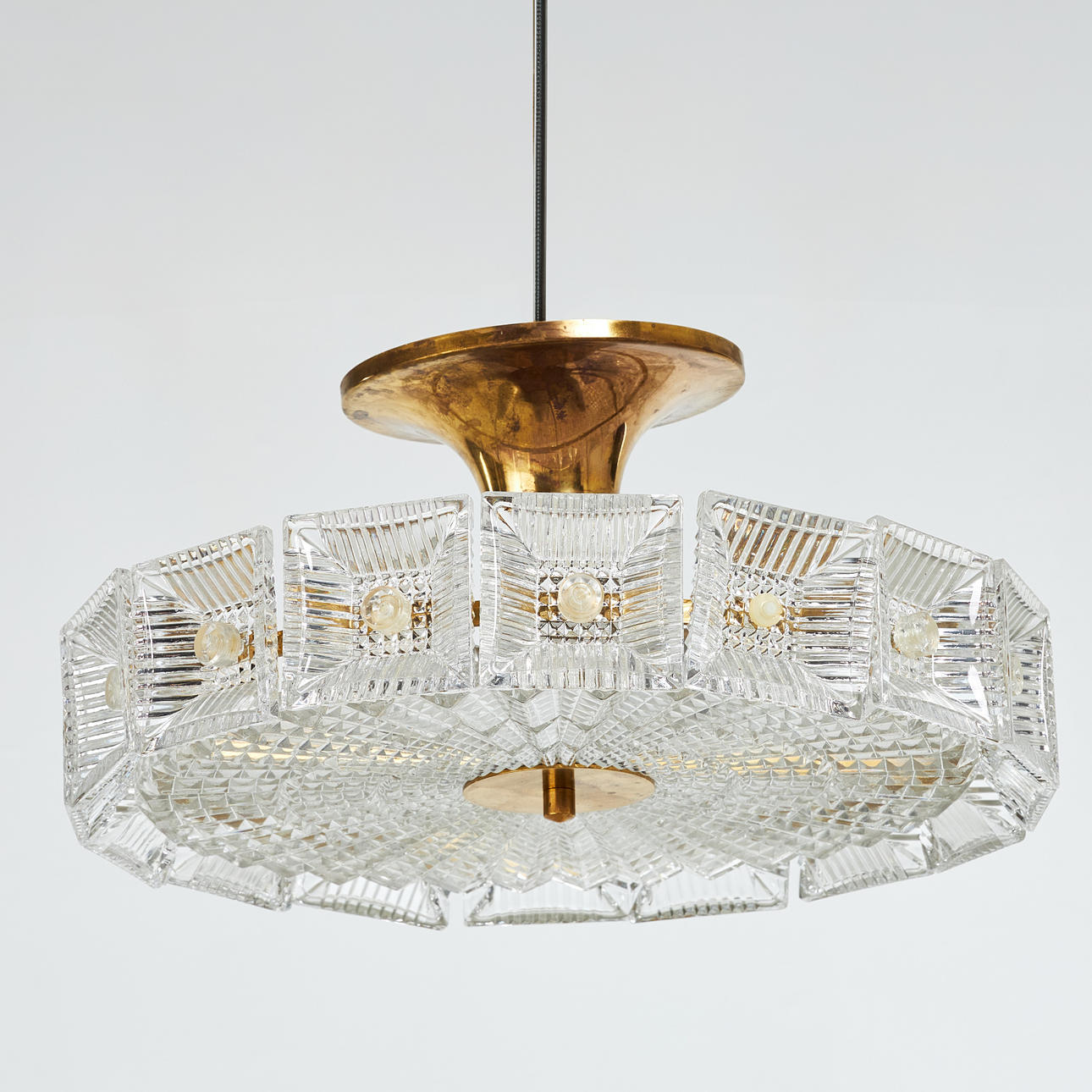 CEILING LAMP, Orrefors, probably Carl Fagerlund, 6 light points.