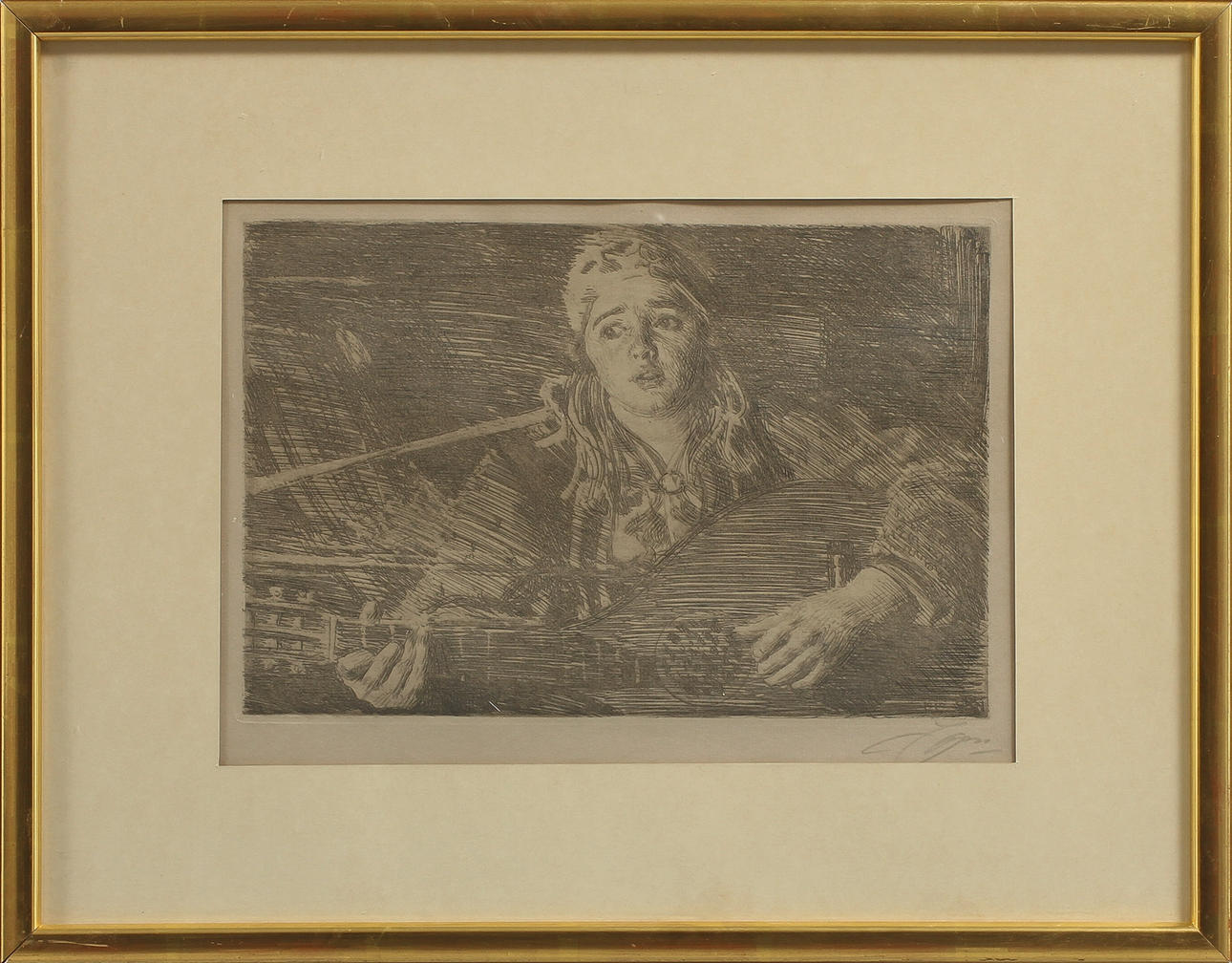 ANDERS ZORN. "Ols Maria", etsning, signerad.