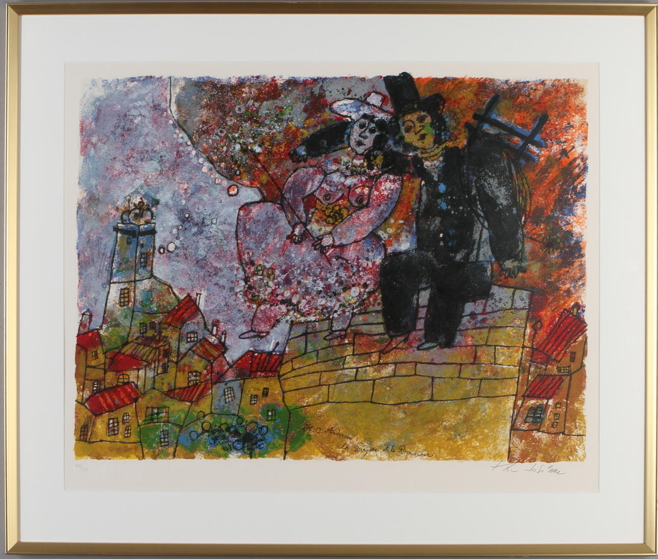 THEO TOBIASSE. "La Bergère et le Ramoneur", färglitografi, signerad och numrerad 216/350.