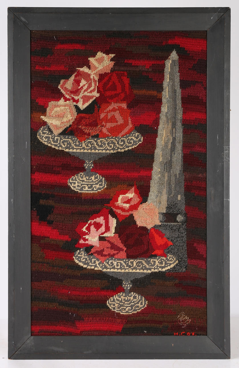 HEBE COX (BRITISH, 1908-1993) "FLORA" & "OBELISK AND ROSES" BOTH SIGNED (LOWER RIGHT), TWO.