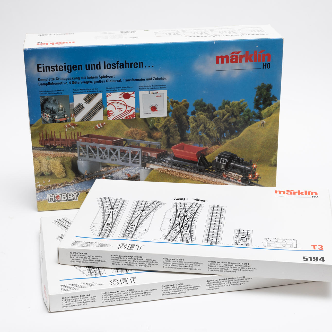MÄRKLIN HOBBY 2905 train set locomotive, 4 carriages, rails etc