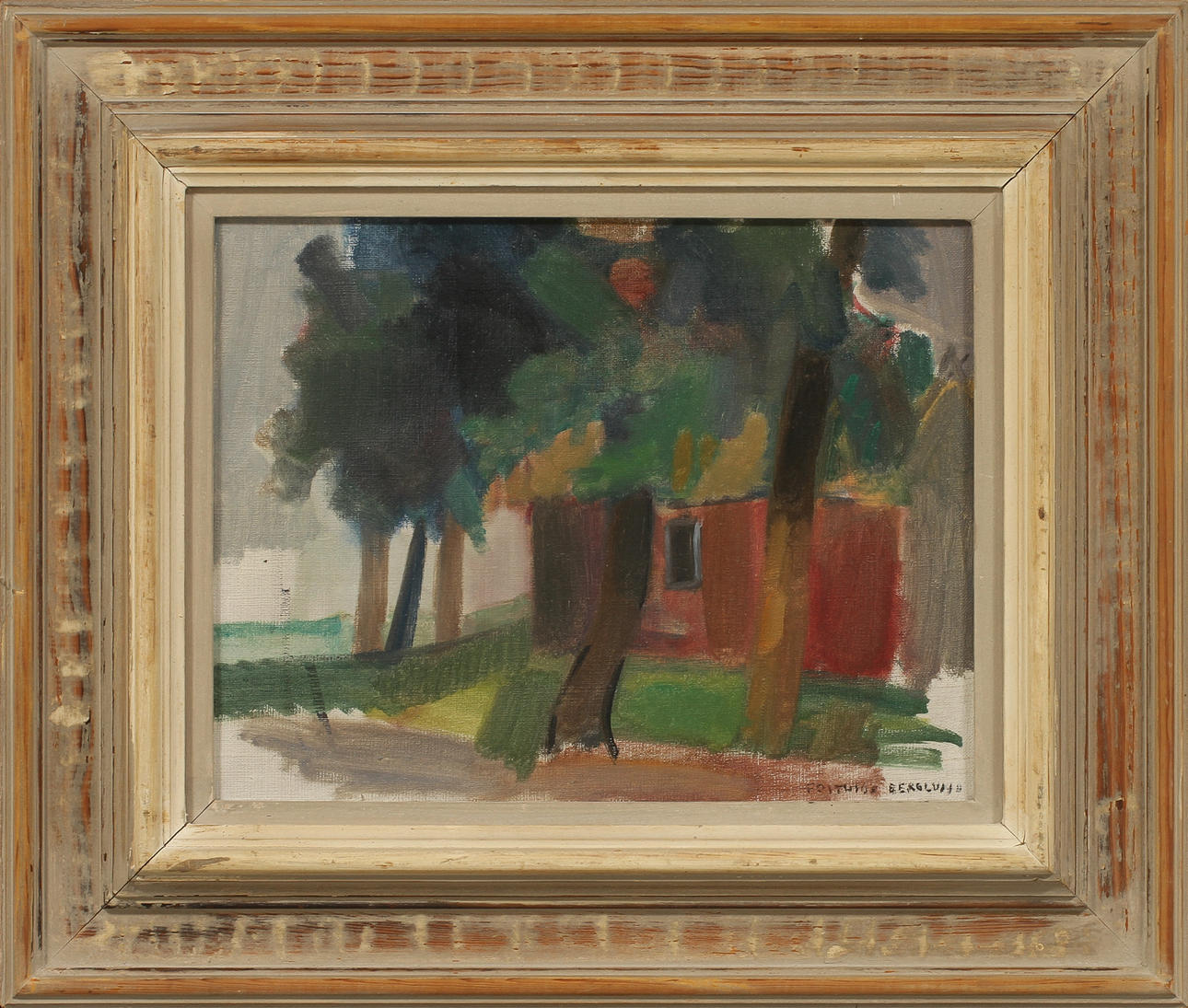 FRITHIOF BERGLUND. "Skiss från Skåne", olja på duk. Signerad.