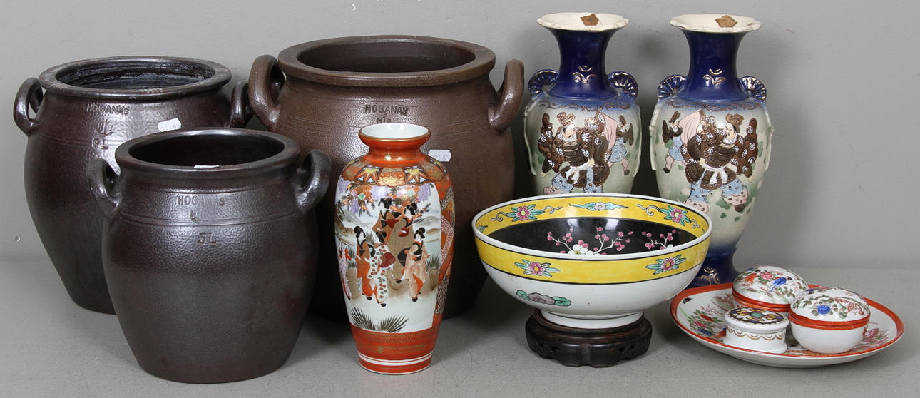 KERAMIK, 11 delar, bl.a. ostindiskt, Höganäs, 1900-tal.