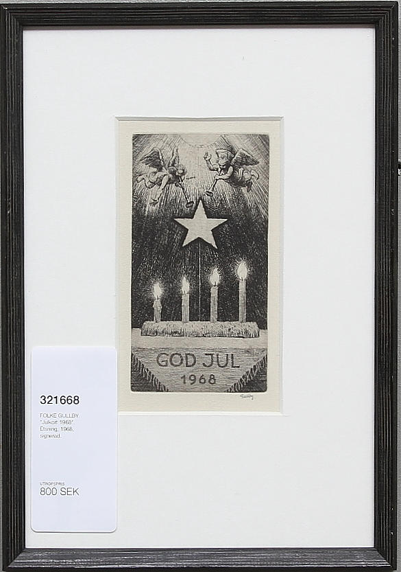FOLKE GULLBY. "Julkort 1968". Etsning, 1968, signerad.