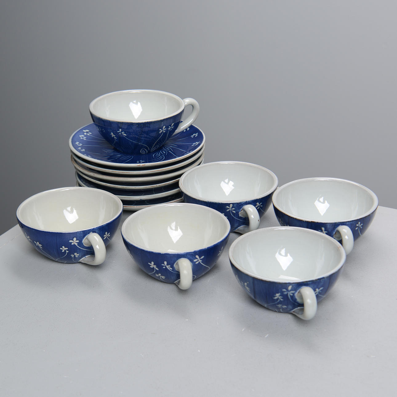 INGRID ATTERBERG. Tekoppar, 6 st, lergods, Ekeby.