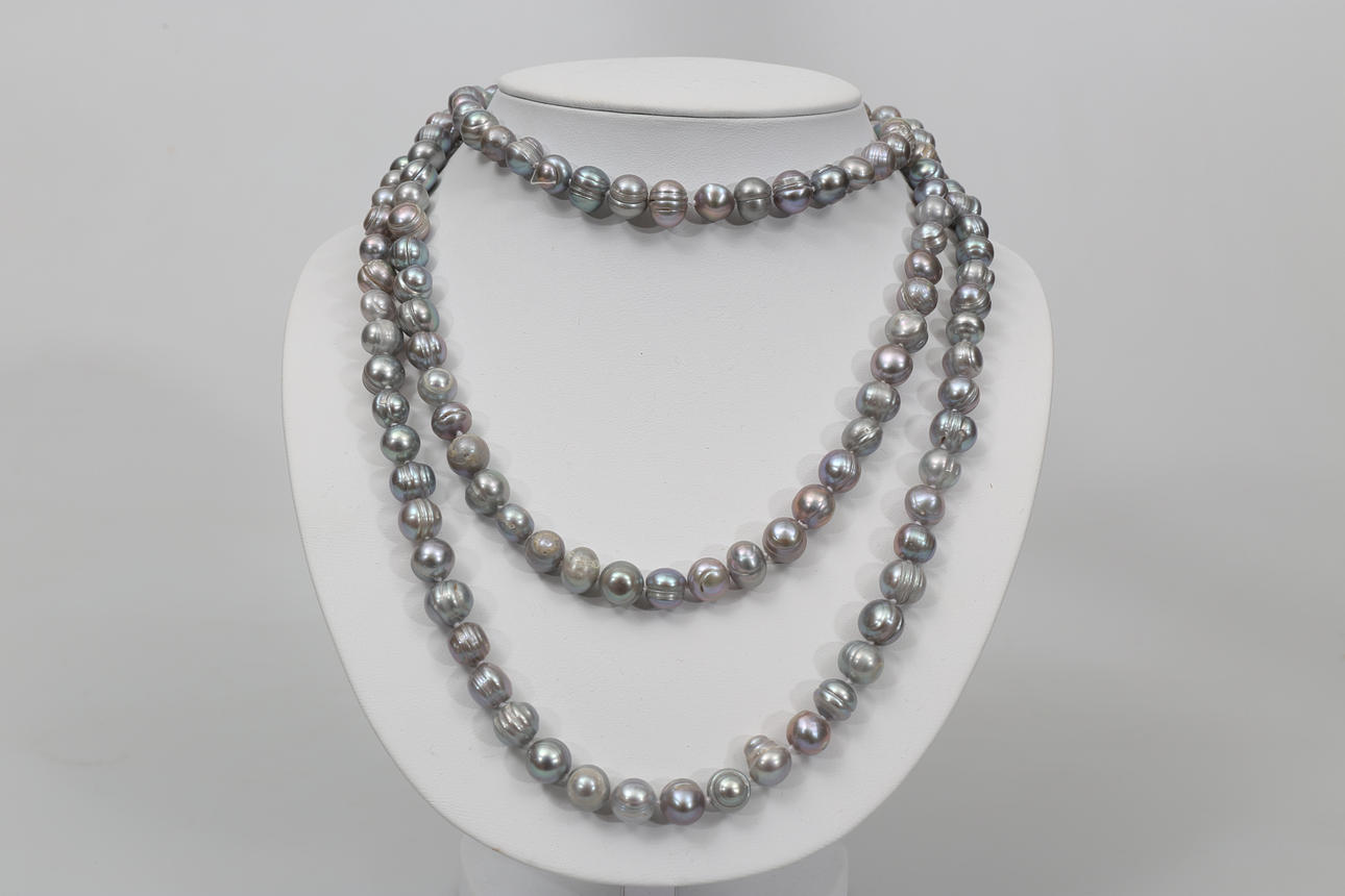 HALSBAND, grå sötvattenspärlor, 2000-tal.