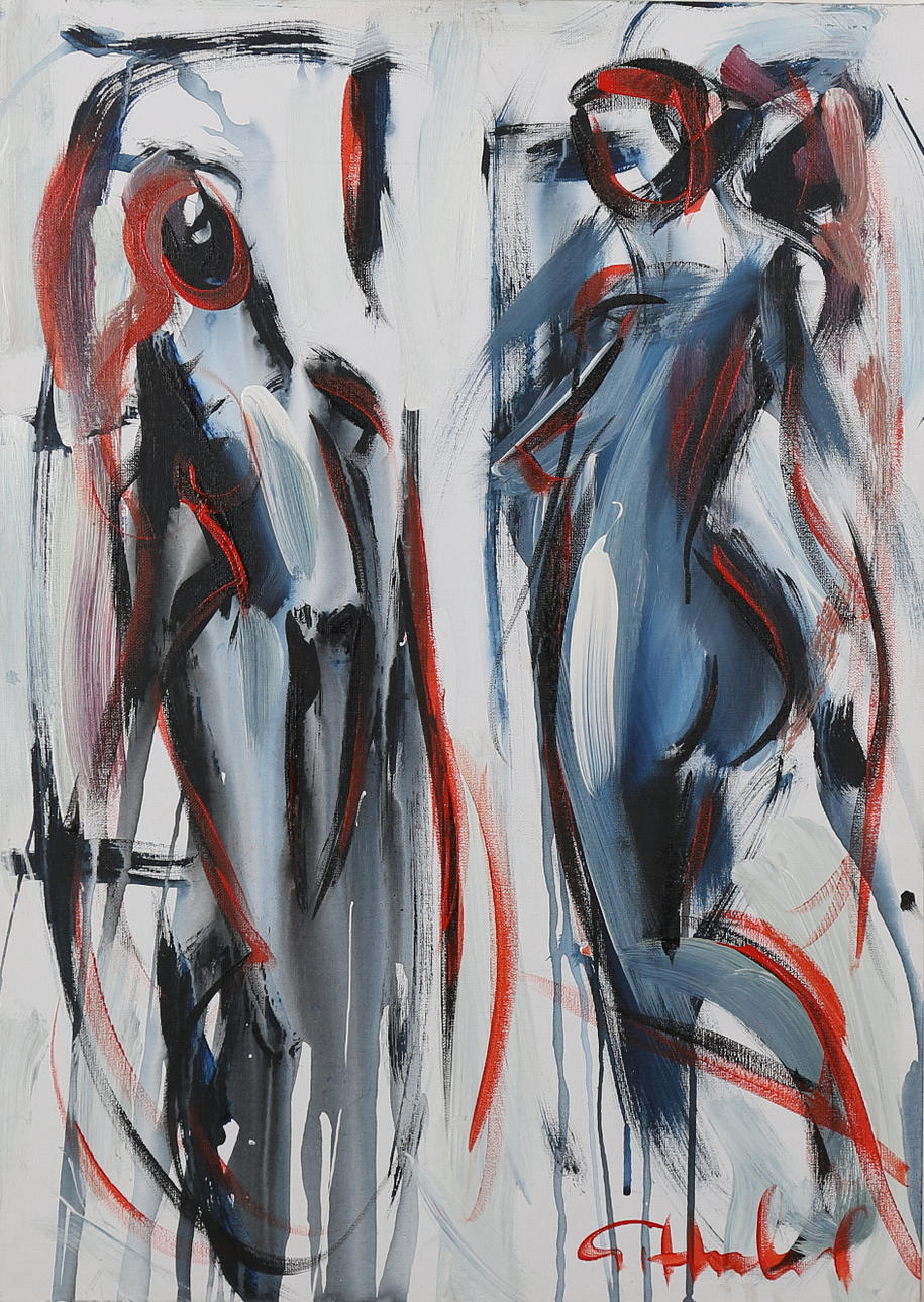 GÖRAN HAUSENKAMP. Olja på duk, modeller, signerad G Hausenkamp.