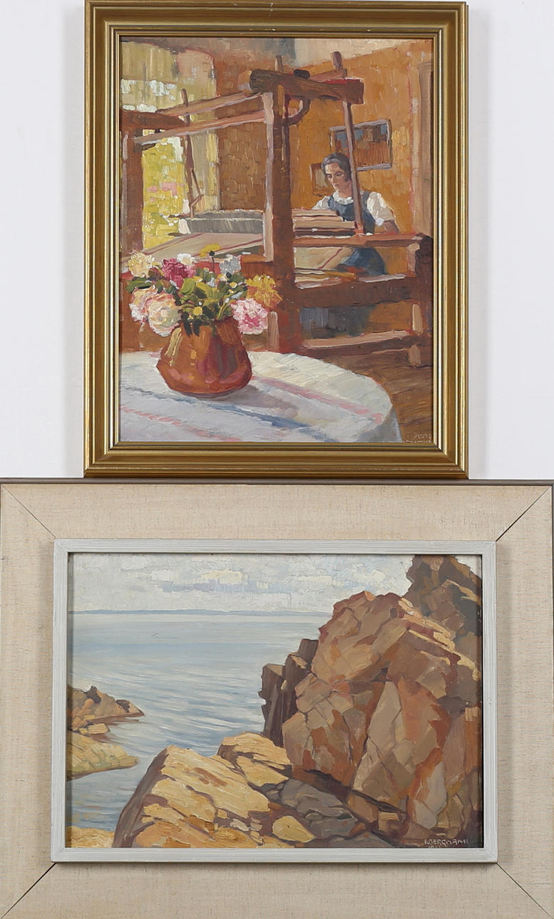 OIDENTIFIERAD KONSTNÄR. Olja på pannå, 2 st, signerad W Bergmann, daterade 1922.