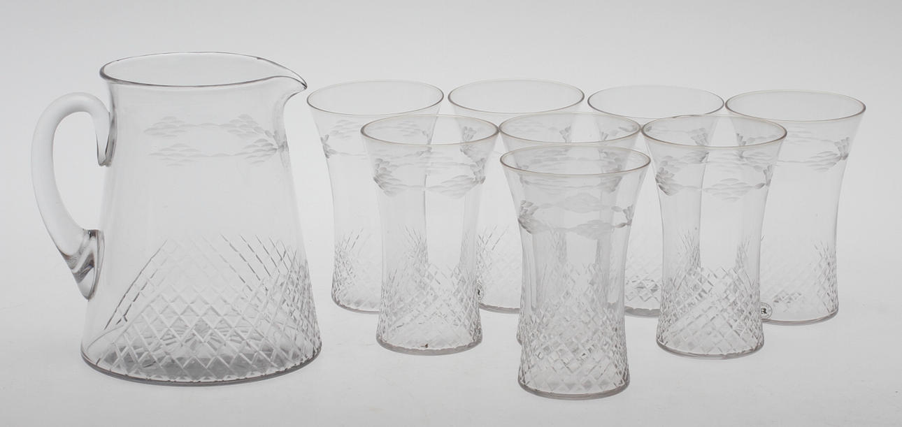 GLASSERVIS, 9 delar, Reijmyre, 1900-talets första hälft.