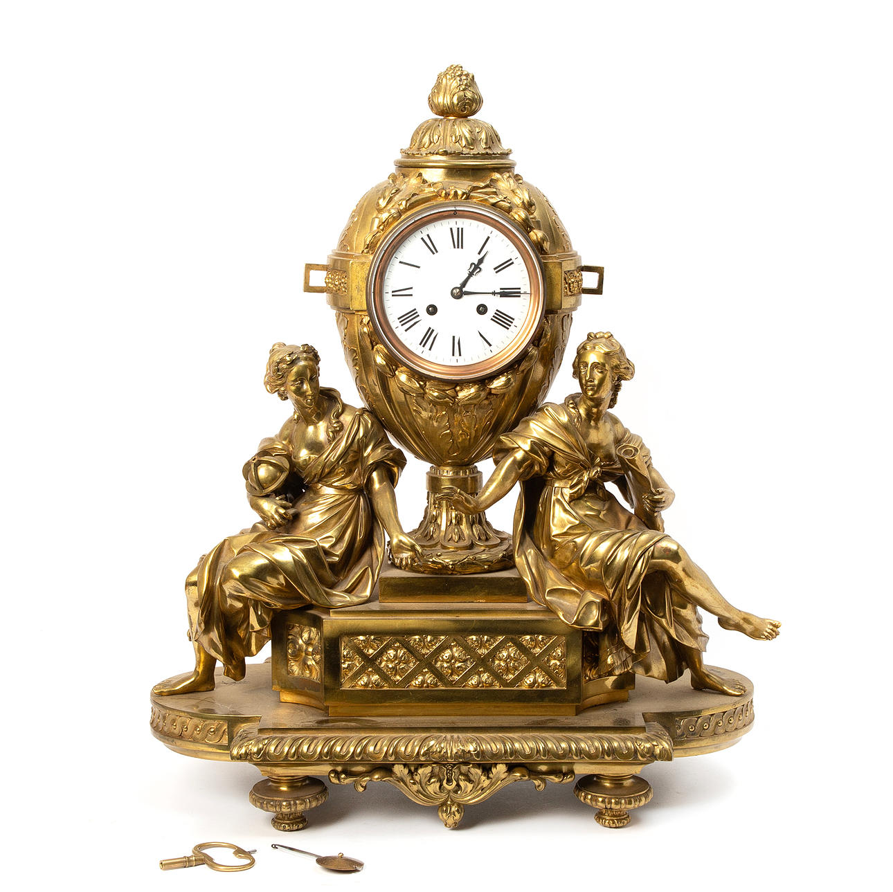 TABLE PENDULUM. A brass, Louis XVI style, 20th century.