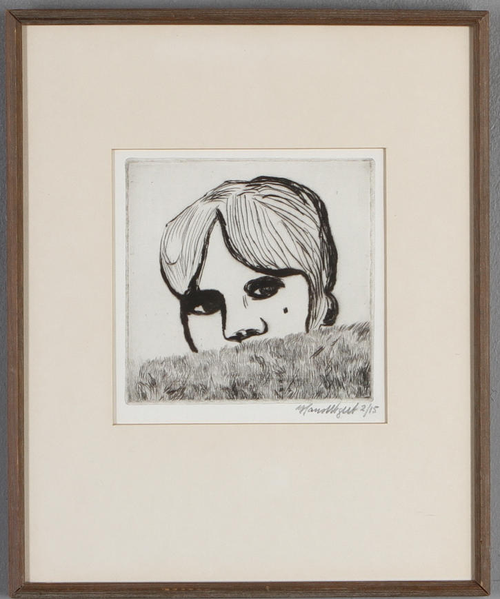 HANS WIGERT. Etsning, kvinnoansikte, signerad samt numrerad 2/15.