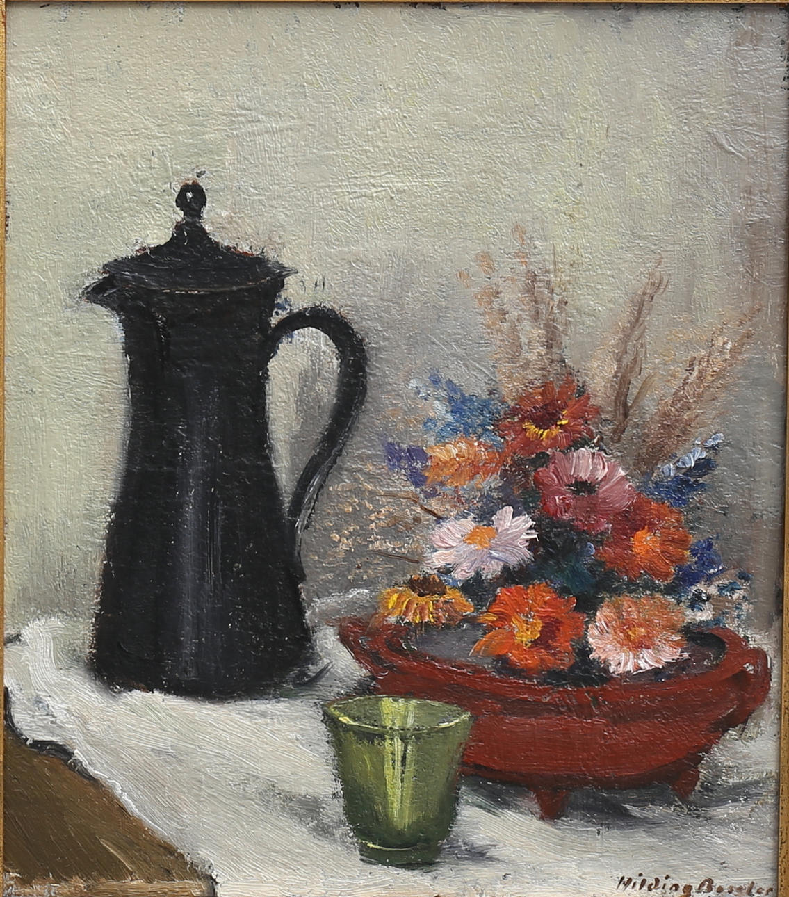 HILDING BOSSLER. Stilleben, olja på pannå, signerad.