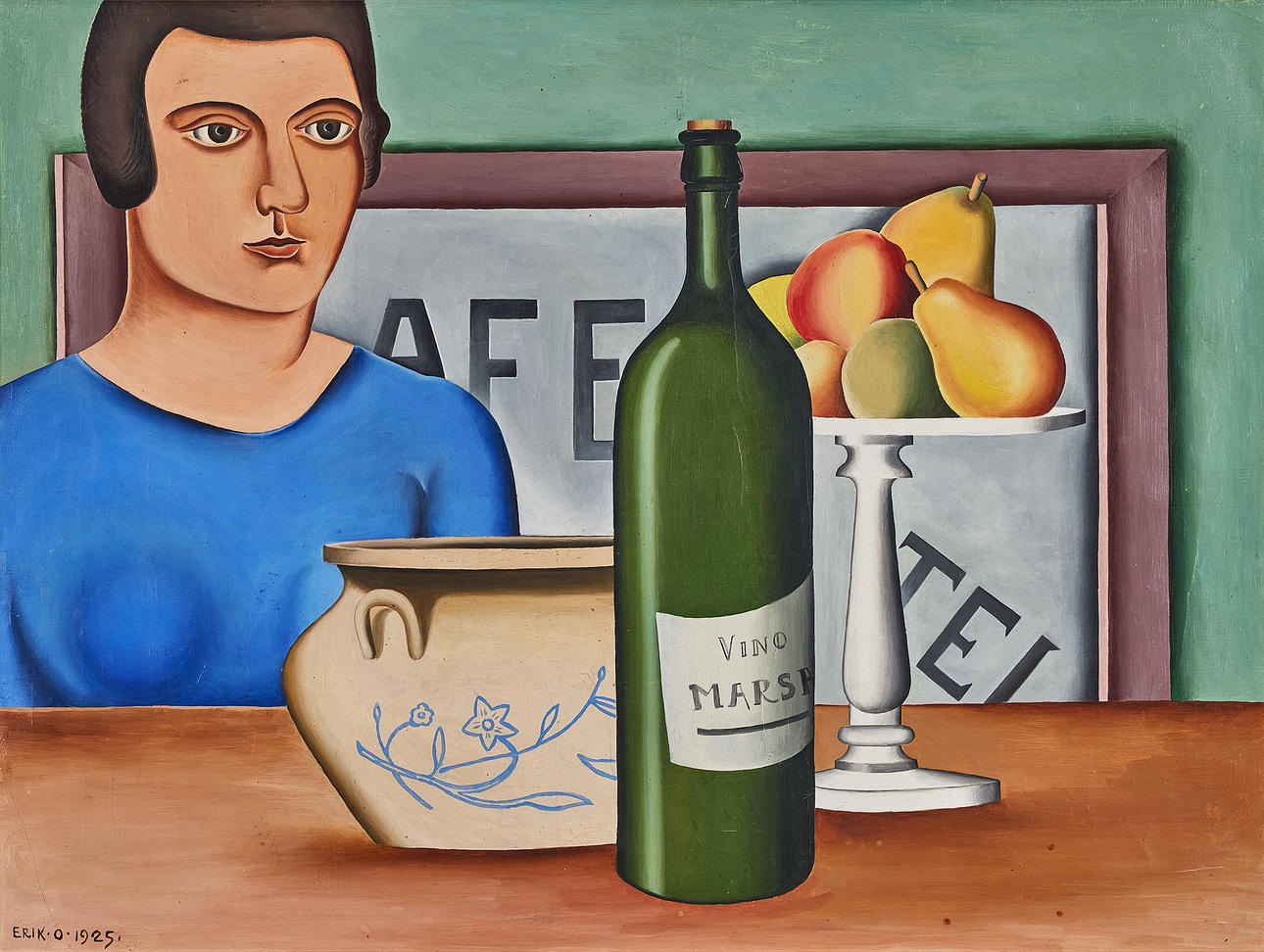 ERIK OLSON. Stilleben med kvinna.