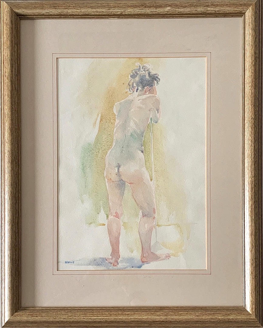 GORDON REDRUP. MUJER DESNUDA ESTUDIA ACUARELA.